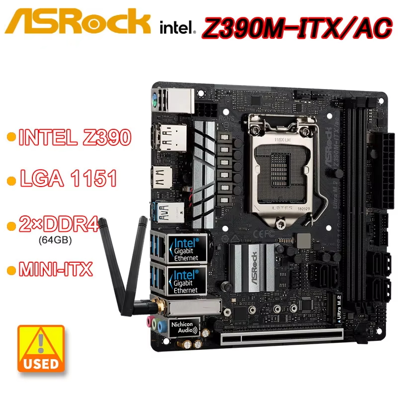 Intel Cpu Core I9 - لوحة أم Asrock Z390M-ITX/AC Mini-ITX Intel