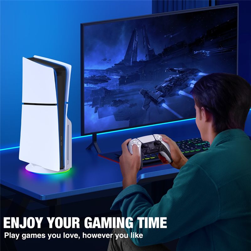 حامل عمودي AED7 مع إضاءة RGB ل - مراجعة Gaming Accessories Playstation وسعره