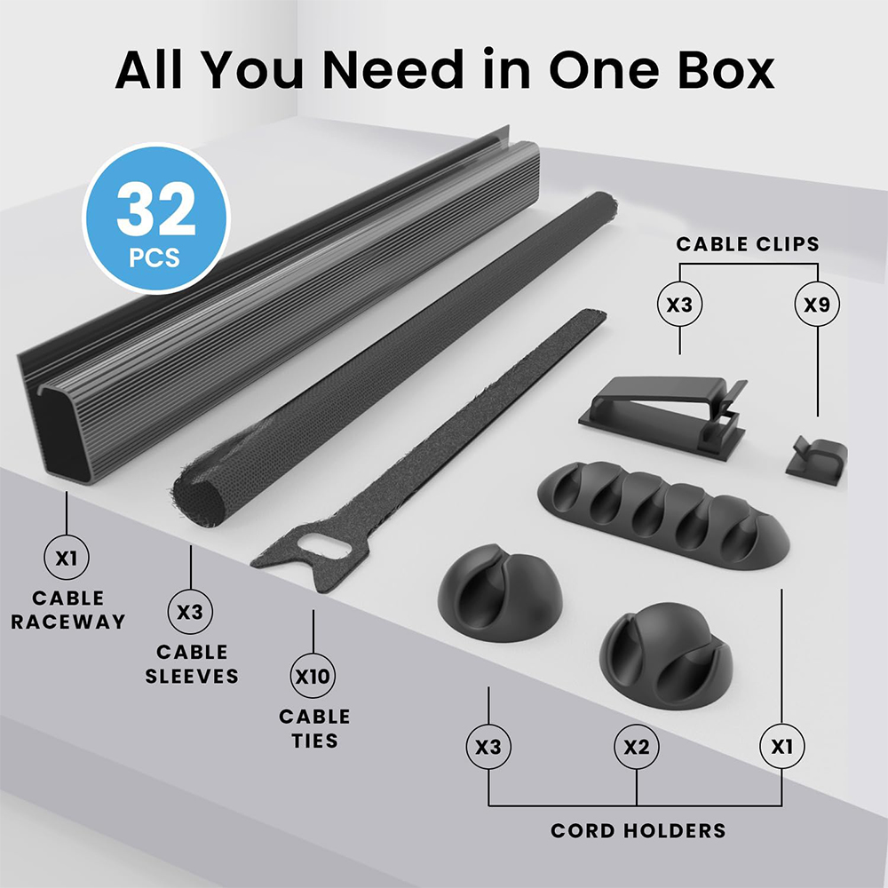 32 قطعة مكتب تحت الكابلات مجمو - مراجعة Sleeved Cable Kit وسعره