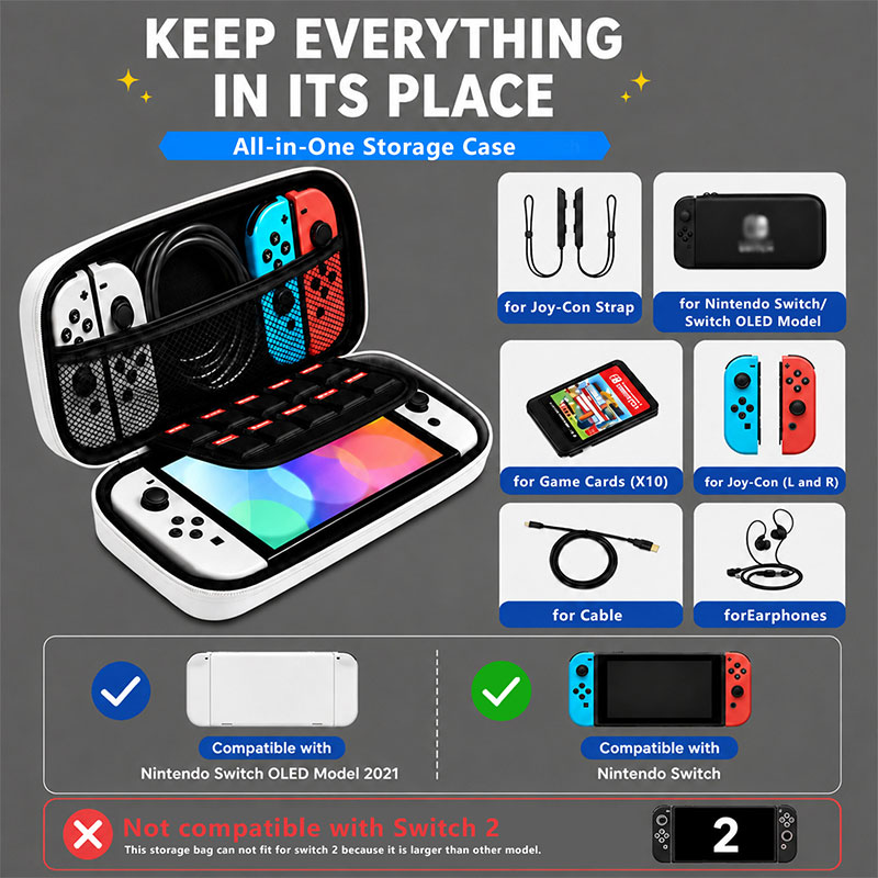حقيبة حمل محمولة لجهاز نينتندو - مراجعة Gaming Accessories Bag وسعره
